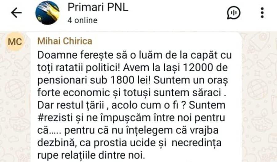 Chirica mesaje Whatsapp primari PNL