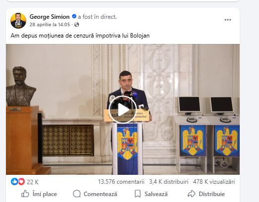 Captură Facebook George Simion