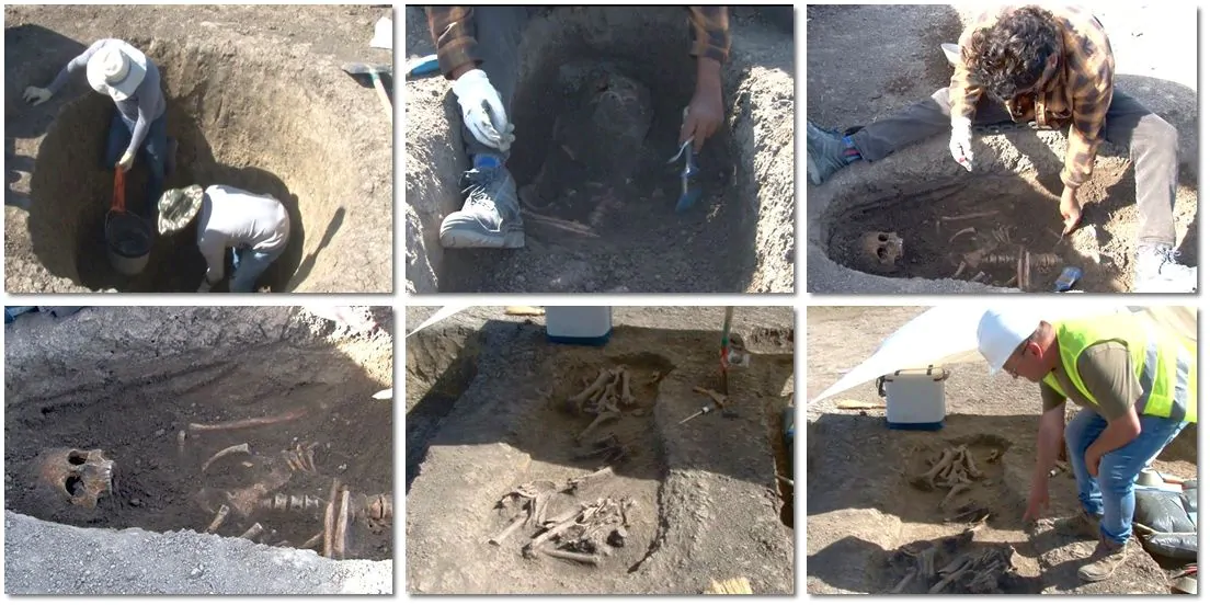 Cu mărgele din aur la gât și 3 pumnale la brâu / A fost descoperit un nou schelet de războinic pe traseul Centurii Vest Timișoara / E înmormântat lângă calul său