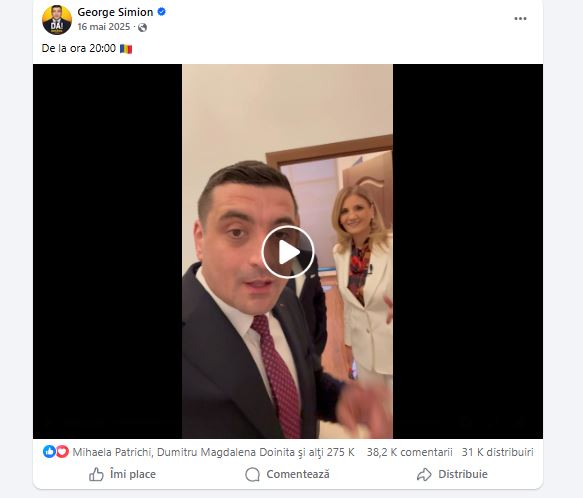 Captură Facebook George Simion