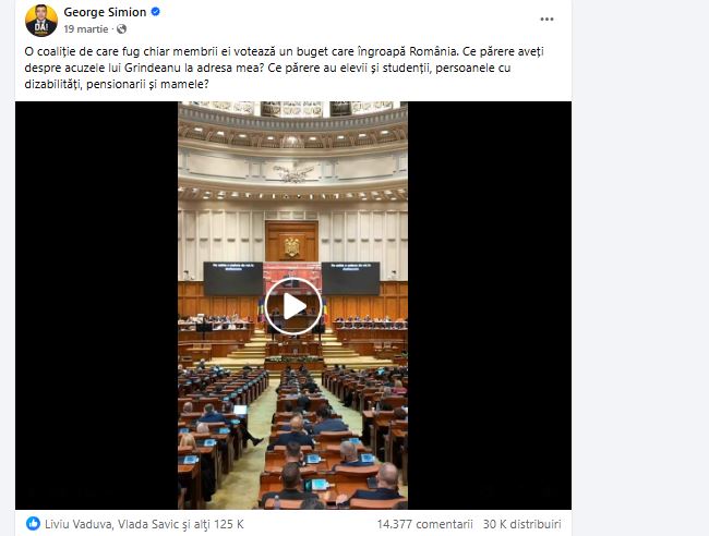 Captură Facebook George Simion