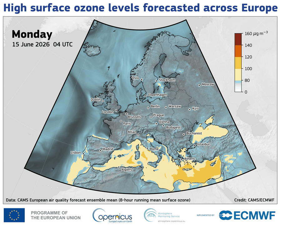 Copernicus: Valul de căldură care afectează Europa poate agrava poluarea aerului. Concentrațiile de ozon ar putea depăși limitele UE în mai multe regiuni