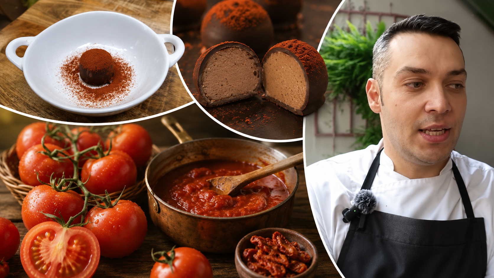 INTERVIU VIDEO | Un bucătar român a inventat pralinele din roșii: „Din 6 kg de roșii am obținut doar 2 kg de sos super concentrat, apoi l-am combinat cu ciocolată albă”