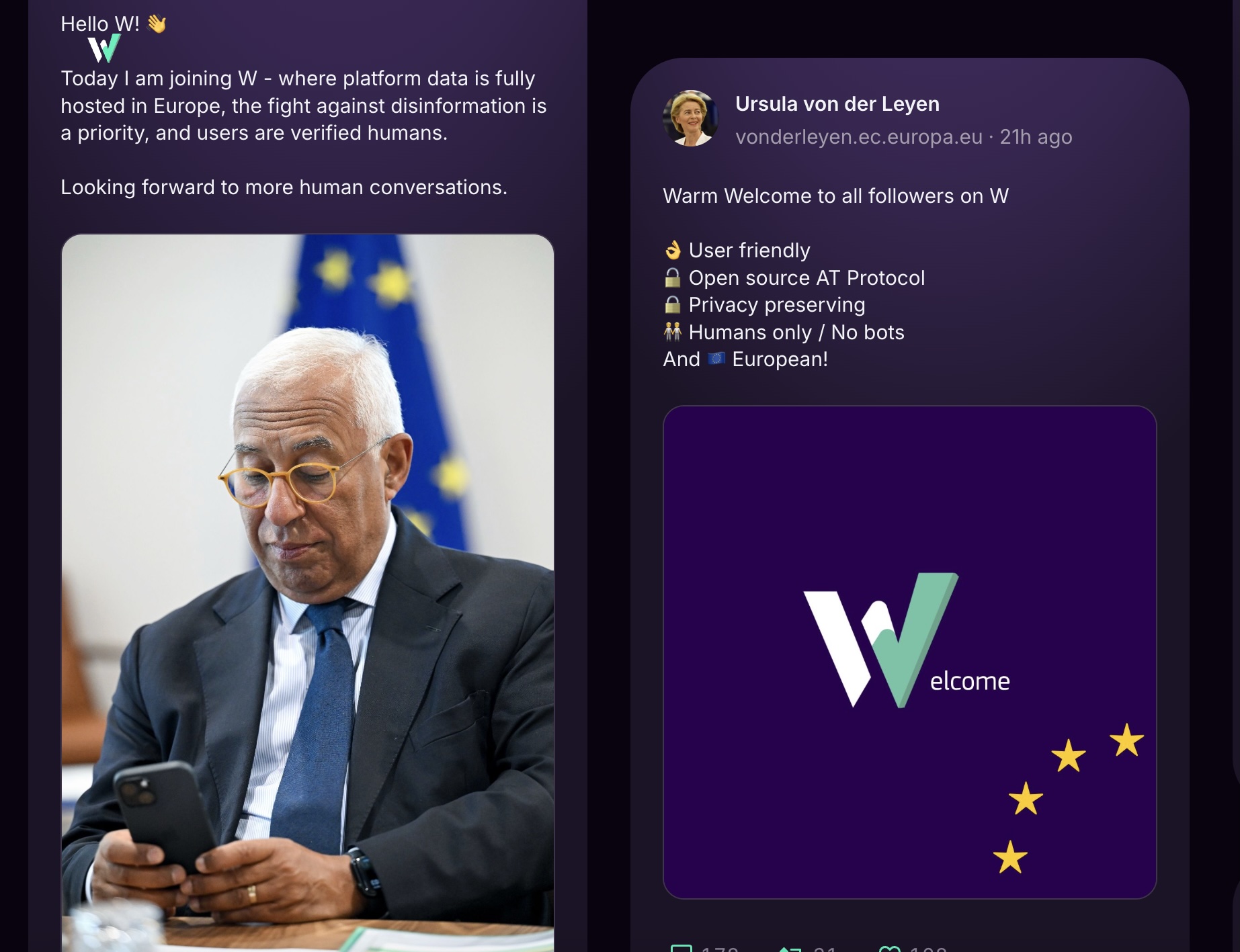 Comisia Europeană şi responsabilii instituţiilor UE şi-au făcut cont pe reţeaua socială W, „alternativa europeană” la X