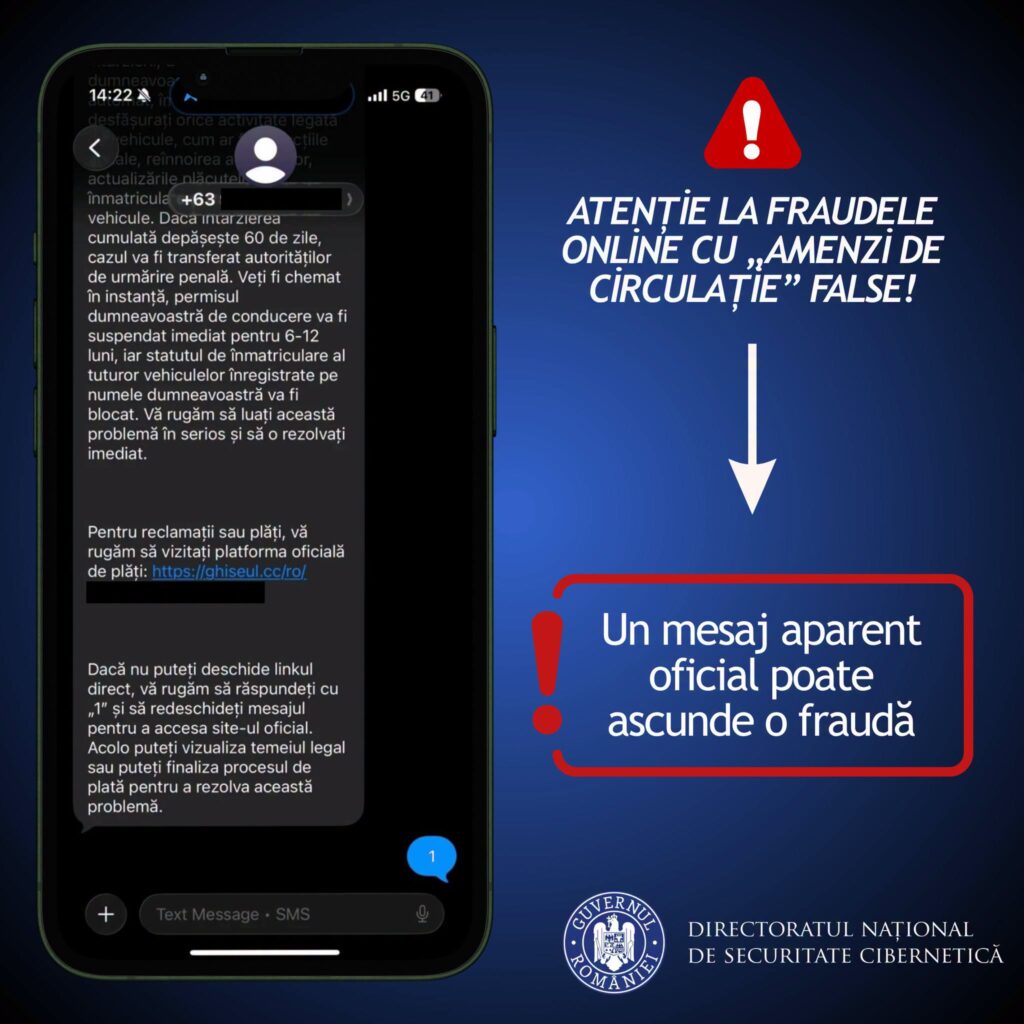 Tentative de fraudă online sub pretextul unor amenzi de circulație false / Sfaturile DNSC pentru a evita să fii păcălit