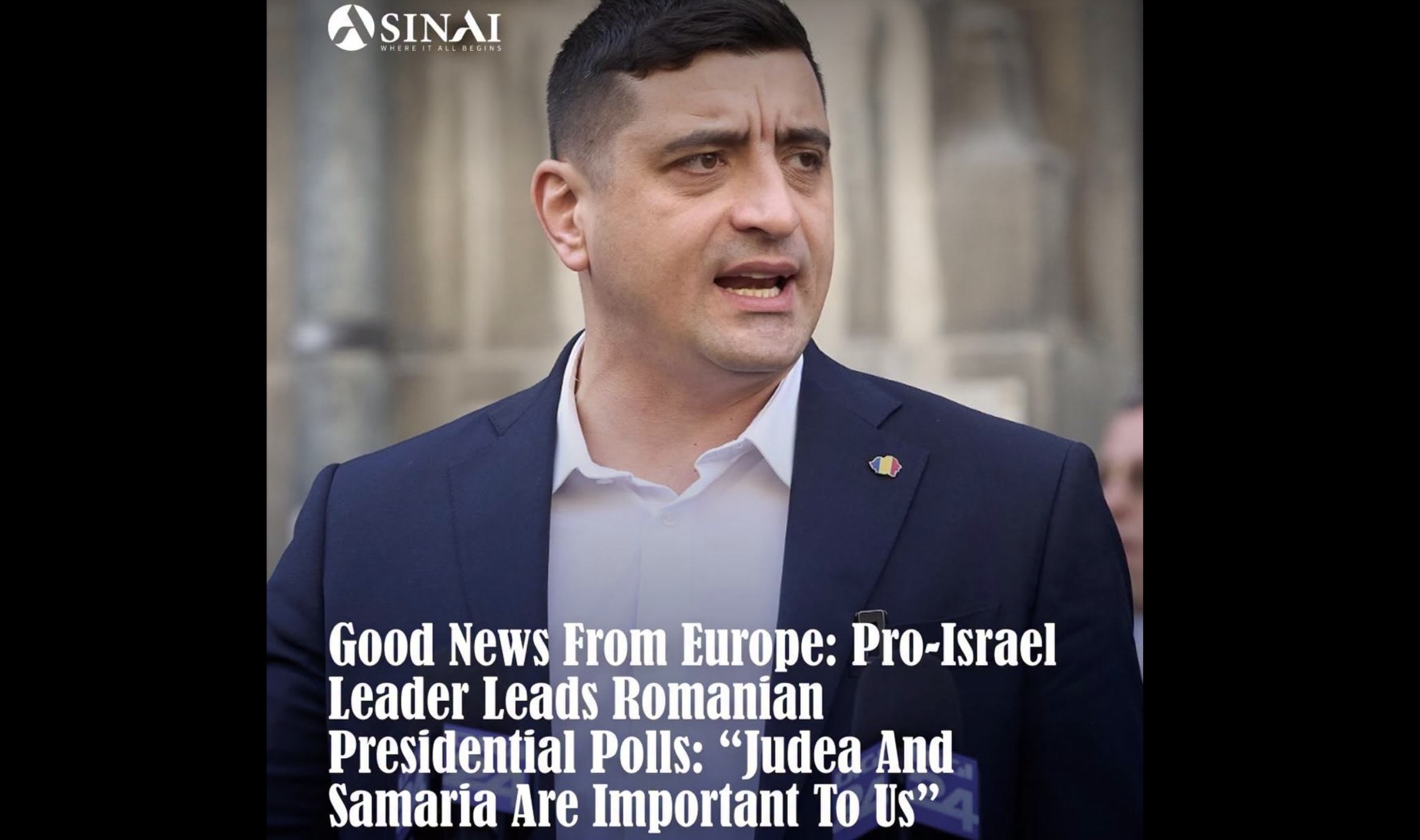 George Simion, elogiat de extrema dreaptă din Israel / E apreciat pentru că susține deschis suveranitatea Israelului în Iudeea și Samaria, din nordul Cisiordaniei