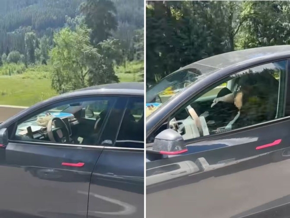 O femeie și doi copii, fotografiați dormind într-o Tesla care circula pe o autostradă din Canada / Cum a reușit femeia să ocolească sistemele de alertă ale mașinii, pentru a putea dormi