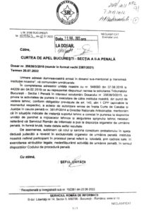 adresa SRI din 18 iulie 2022; Sursa: dosarul lui Marian Vanghelie de la CAB