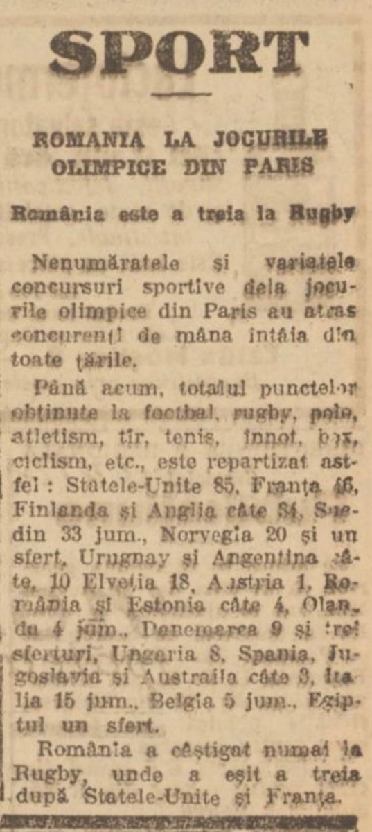 Rugby 1924, Stejarii, Jocurile Olimpice