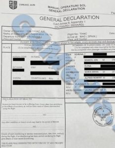 zbor bucuresti madrid, gen dec, declaratie generala