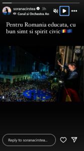 Sorana Cîrstea, bucuroasă după ce Nicușor Dan a devenit noul președinte al României.