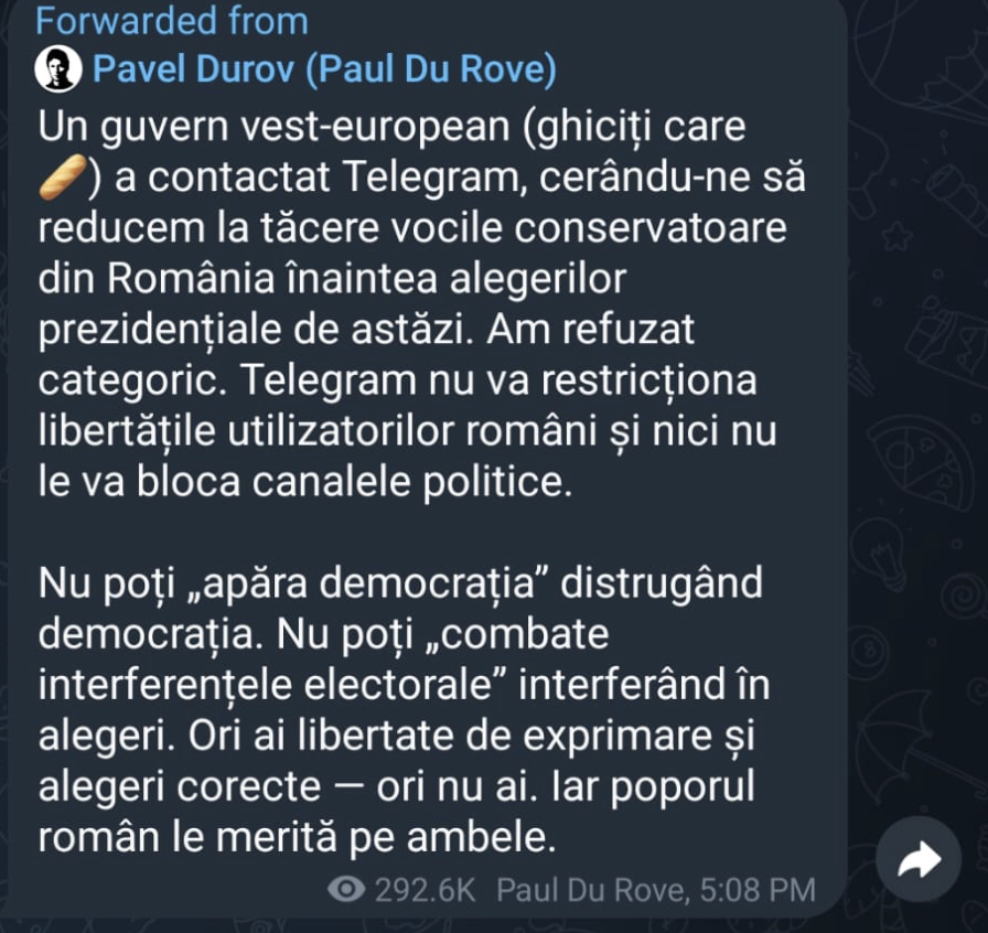 Pavel Durov, Captură Telegram