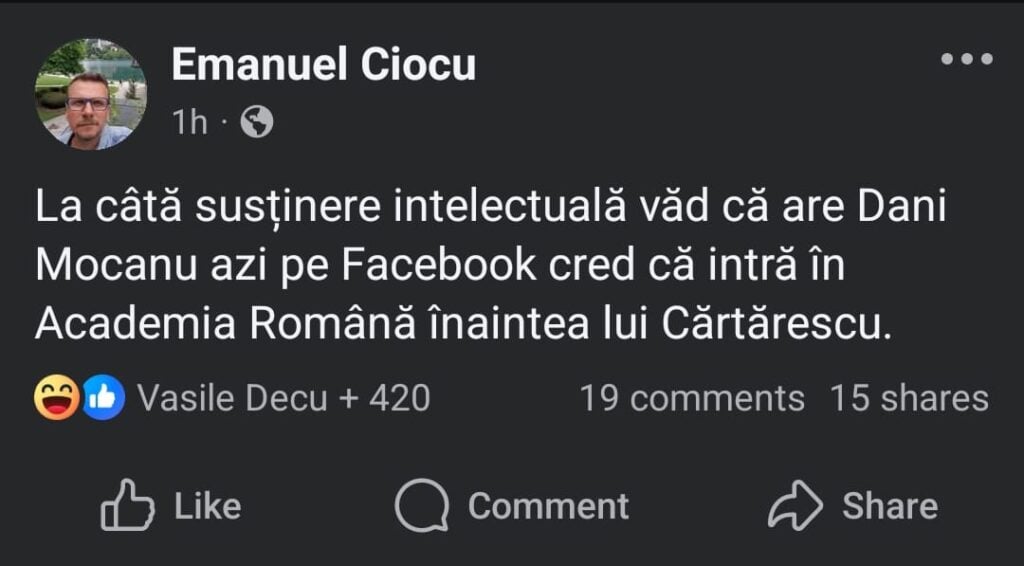 postare Emanuel Ciocu manea Dani Mocanu