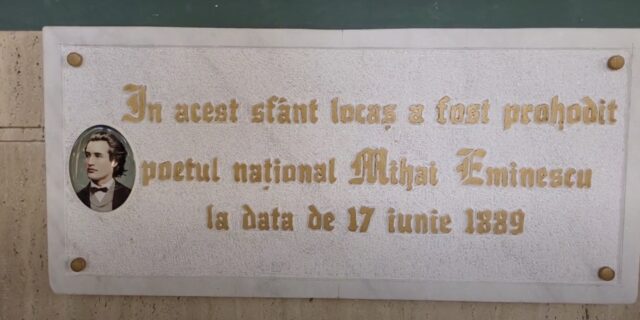 Placa-memoriala-Mihai-Eminescu-Biserica-„Sfantul-Gheorghe-Nou-Bucuresti