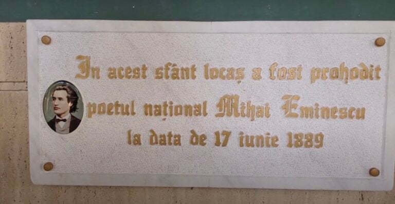 Placa-memoriala-Mihai-Eminescu-Biserica-„Sfantul-Gheorghe-Nou-Bucuresti