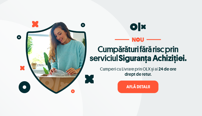 Cu Siguranța Achiziției, știi că ești mereu în control: primești coletul, îl verifici și ai 24 de ore să decizi dacă produsul comandat este conform descrierii din site. Dacă ceva nu e în regulă, OLX este acolo să te protejeze. (P)